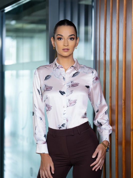 PRINTED SATIN LONG SLEEVE SHIRT - 1646 - 2