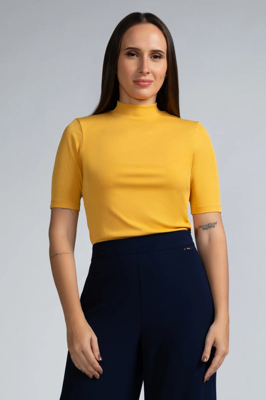 RIBBED HIGH NECK KNIT TOP- 1739
