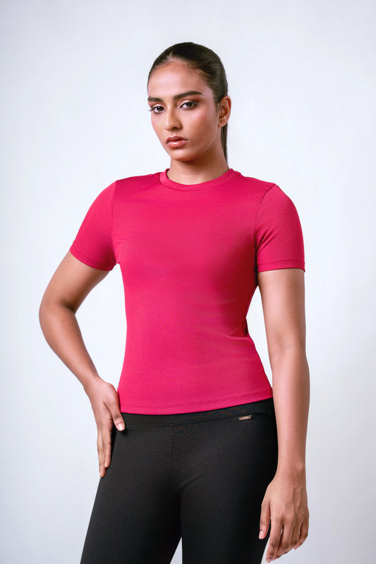 RIBBED FITTED TEE - 1741