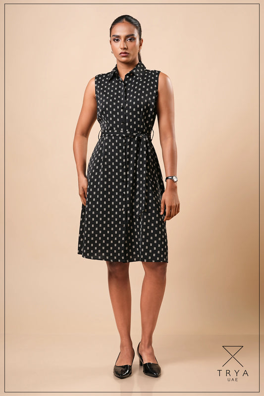 BUTTON FRONT SHIFT MIDI DRESS - 1766