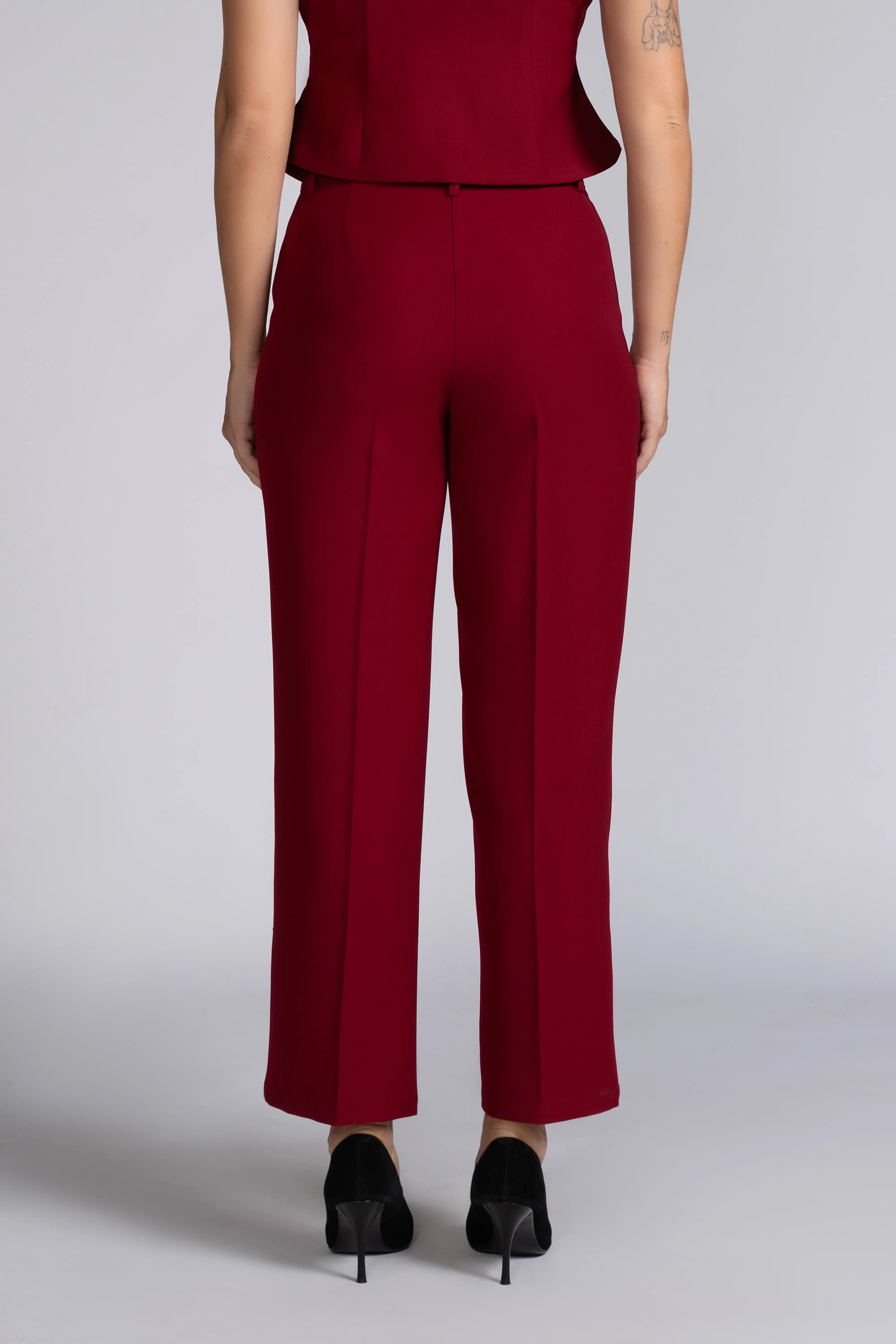 TAILORED WIDE-LEG WORK PANTS - 1675 - RED