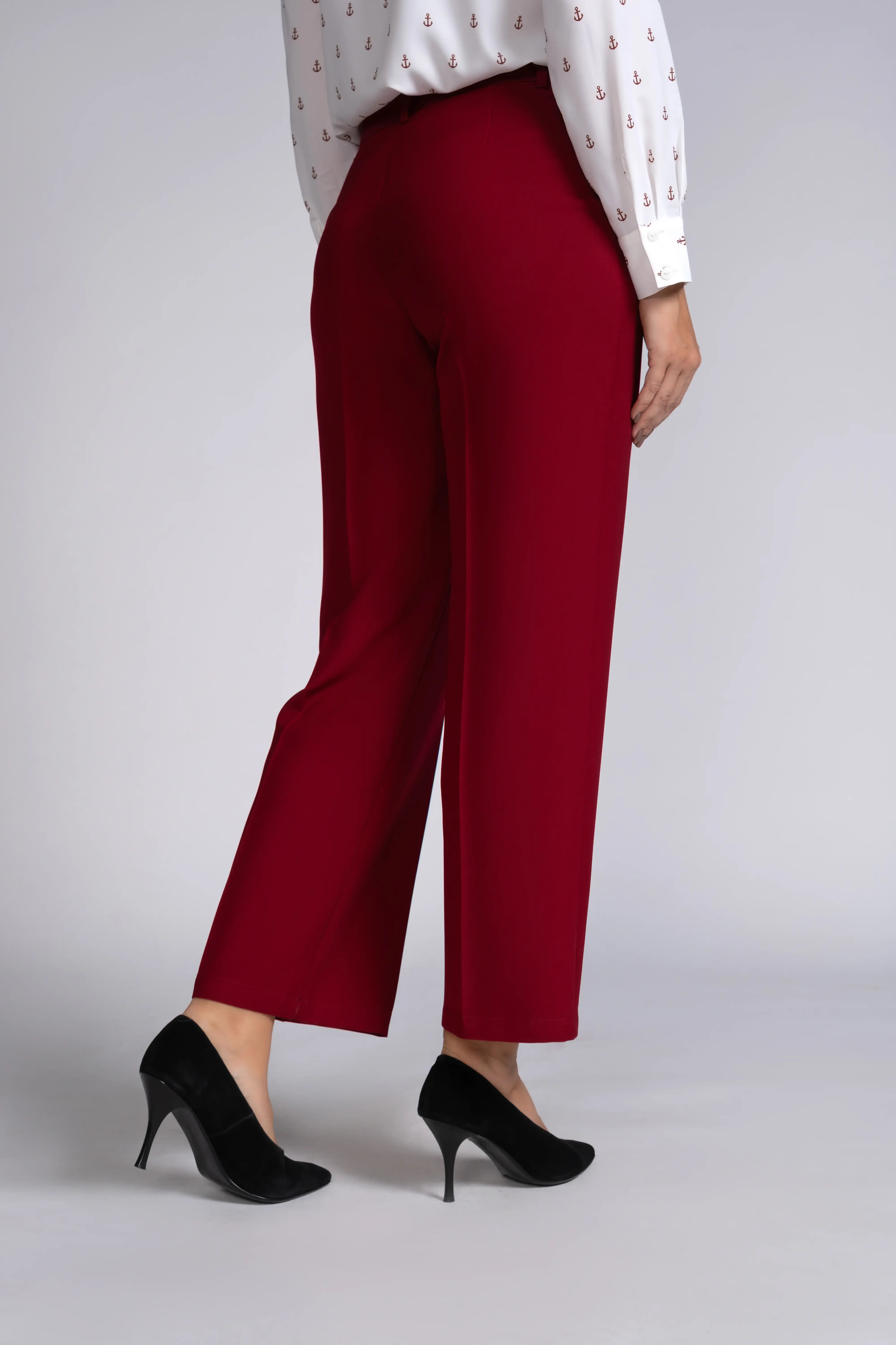 TAILORED WIDE-LEG WORK PANTS - 1675 - RED