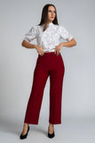 PRINTED MOCK NECK PUFF SLEEVE TOP - 1659