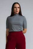 RIBBED HIGH NECK KNIT TOP- 1739