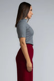 RIBBED HIGH NECK KNIT TOP- 1739