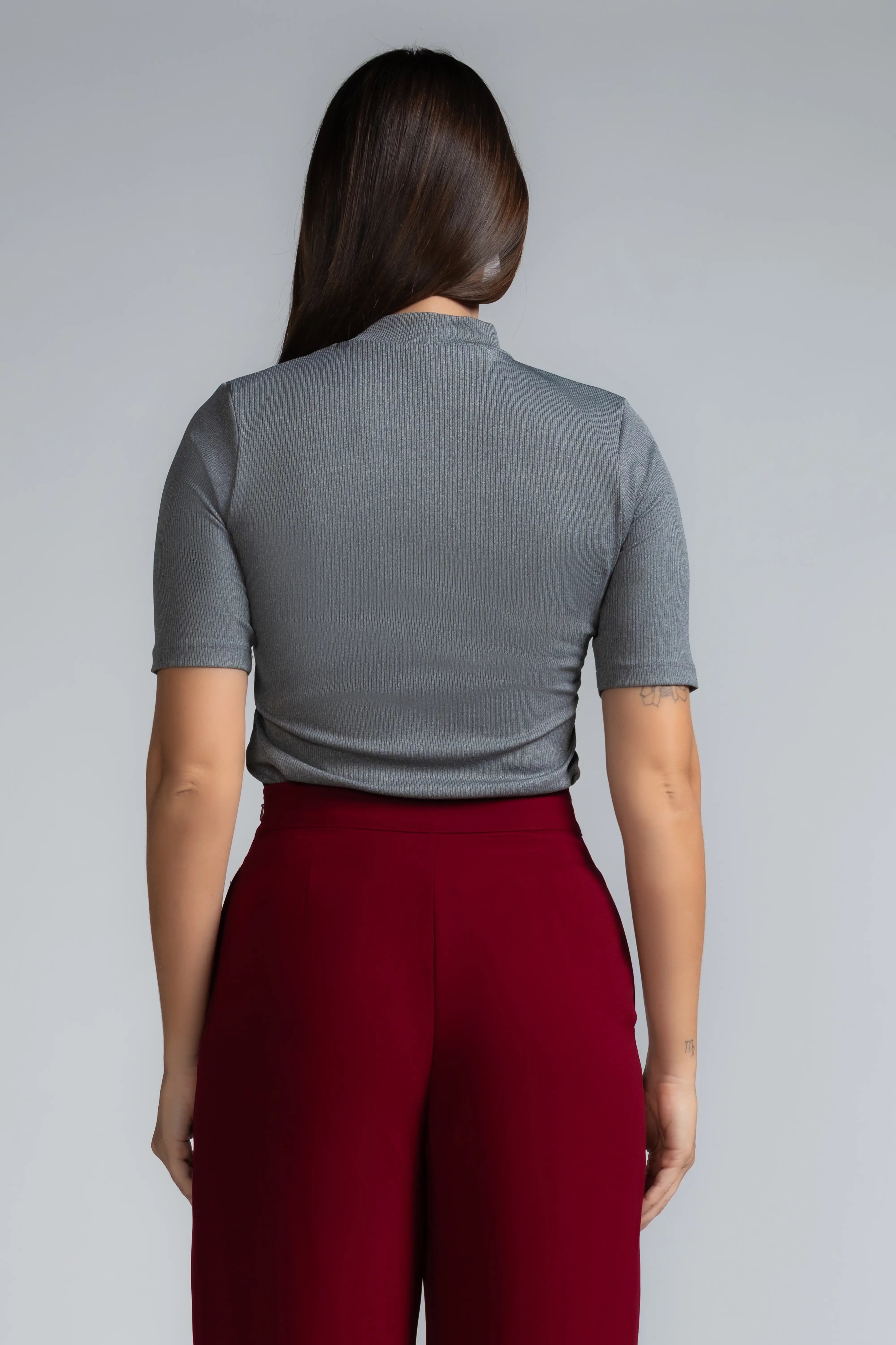 RIBBED HIGH NECK KNIT TOP- 1739
