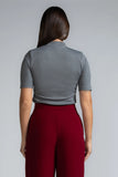 RIBBED HIGH NECK KNIT TOP- 1739