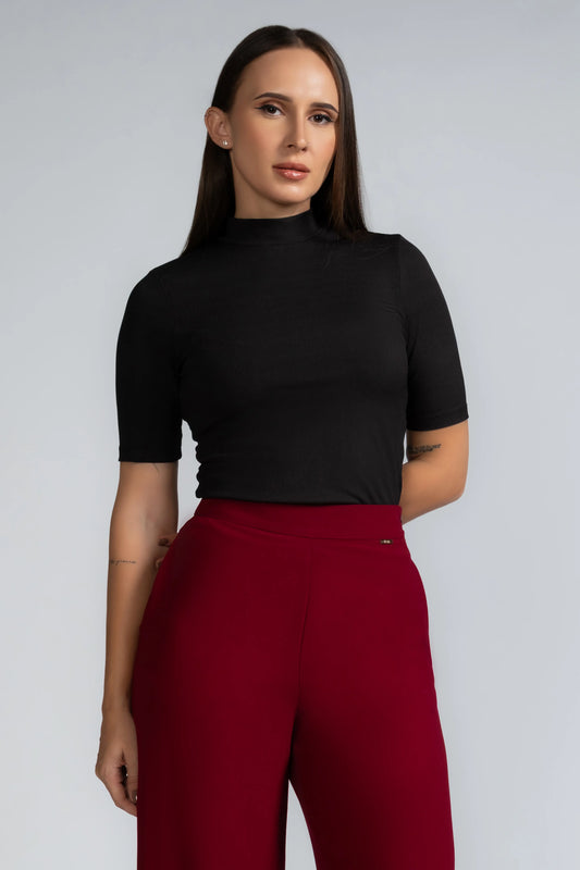 RIBBED HIGH NECK KNIT TOP- 1739