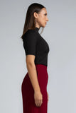 RIBBED HIGH NECK KNIT TOP- 1739