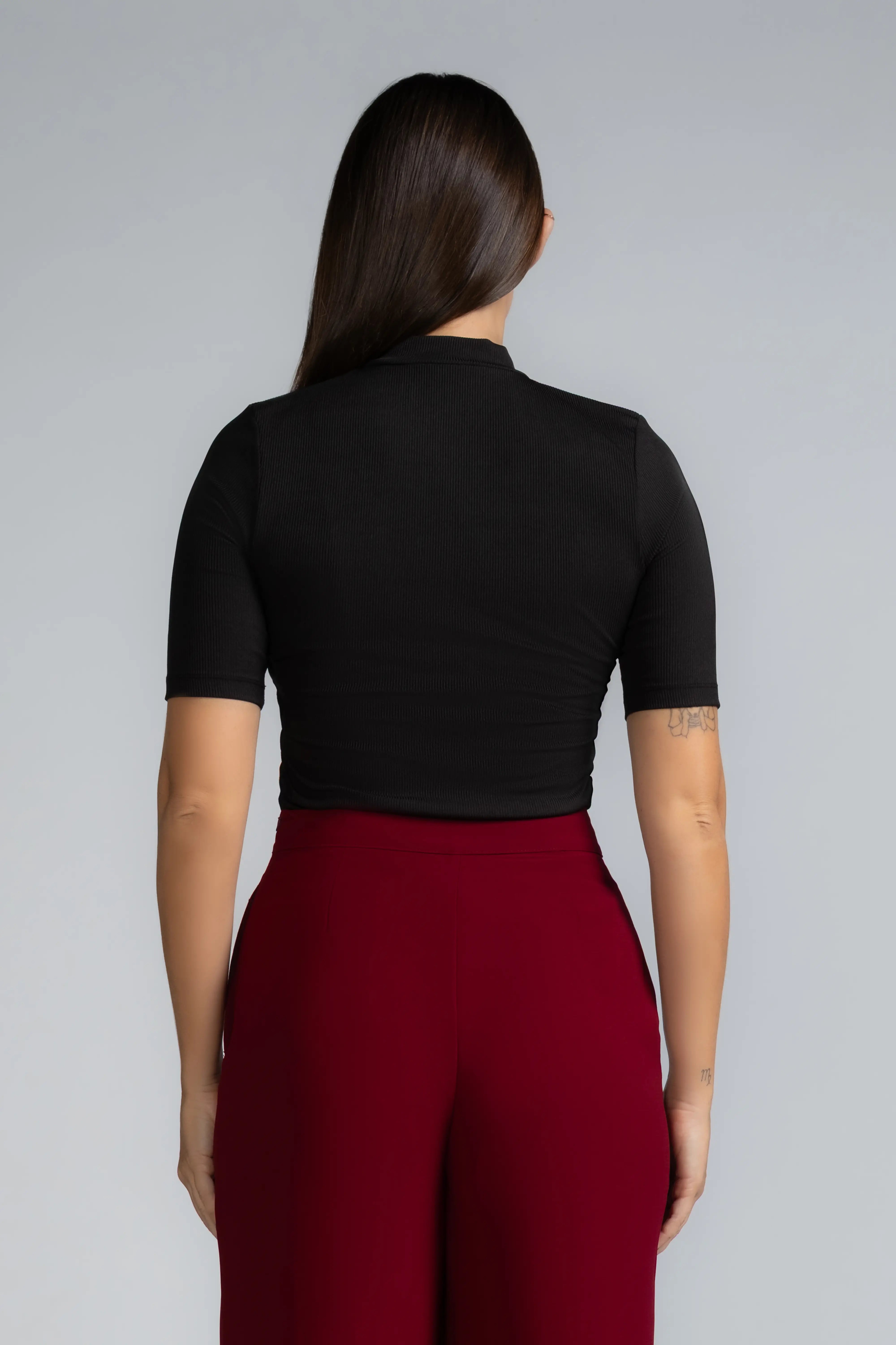 RIBBED HIGH NECK KNIT TOP- 1739