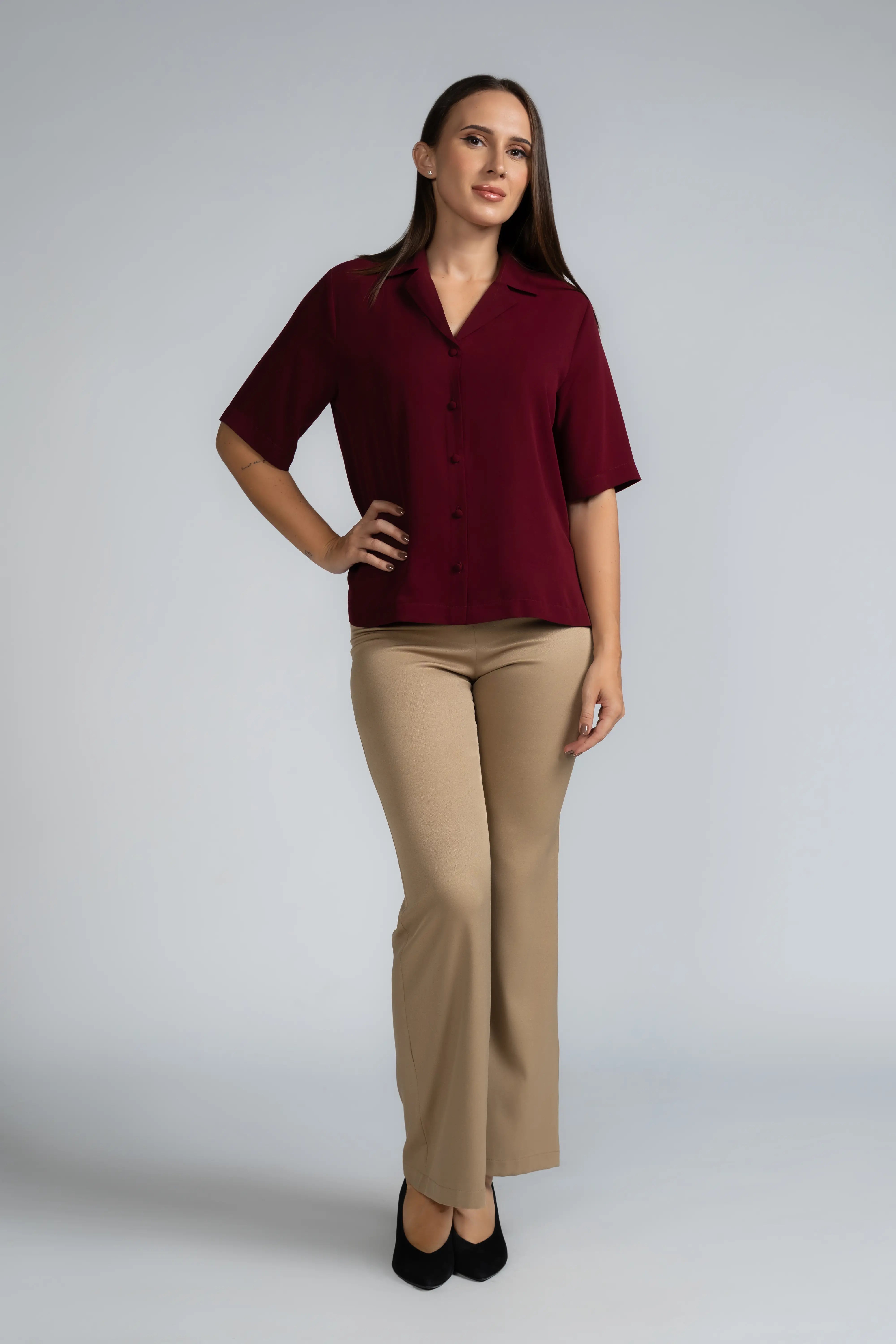 CAMP COLLAR WORKWEAR BLOUSE - 1735