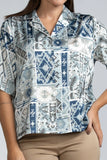 LAPEL COLLAR S/S PRINTED TOP - 1736