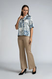 LAPEL COLLAR S/S PRINTED TOP - 1736