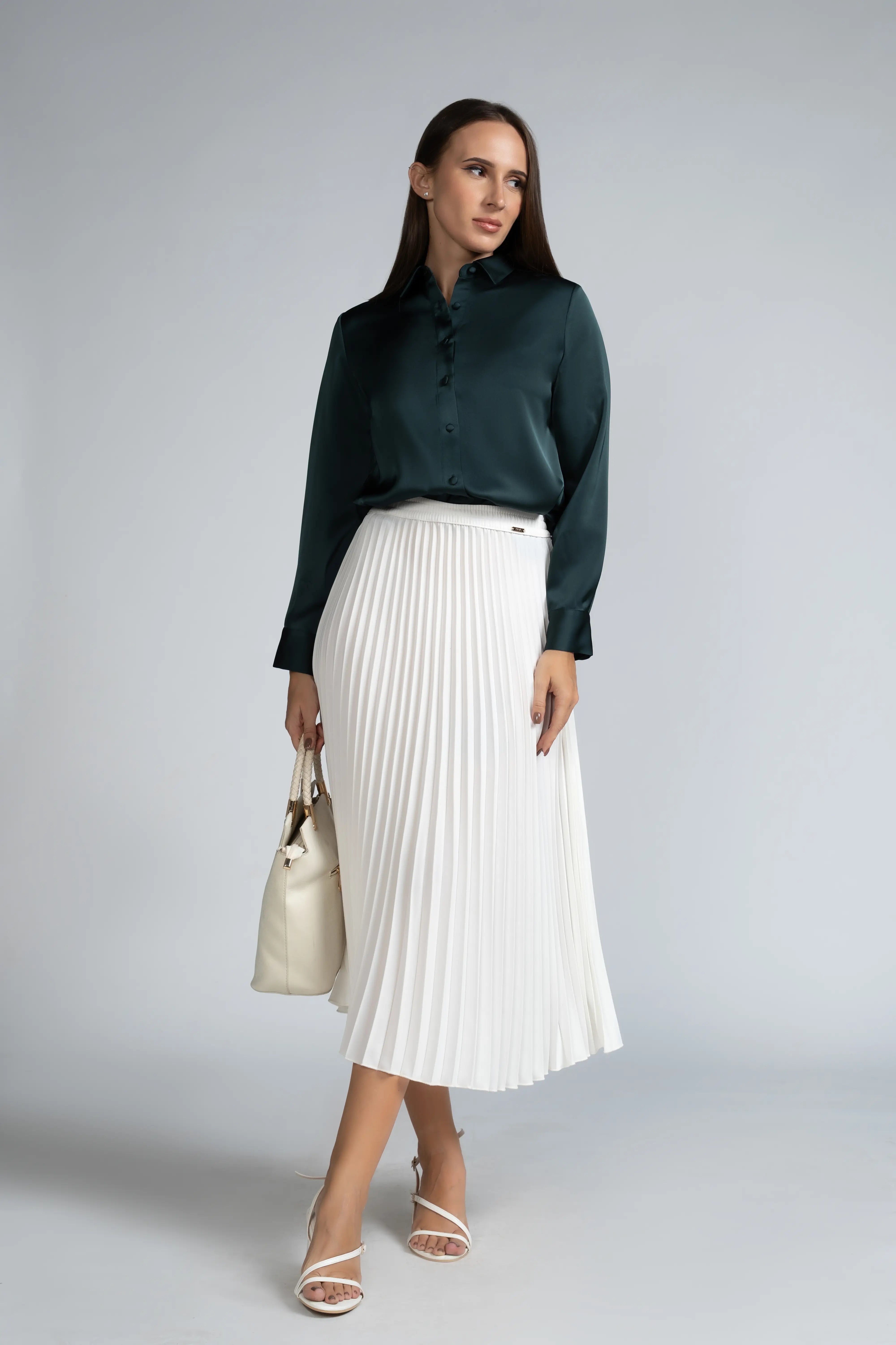 SATIN COLLAR LONG SLEEVE SHIRT- 1744