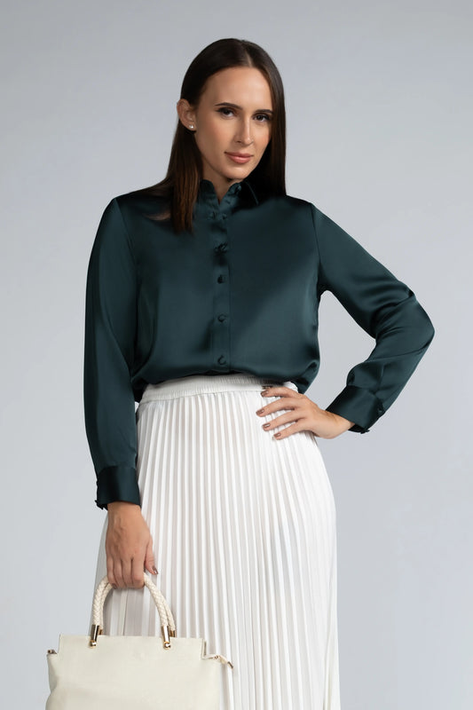 SATIN COLLAR LONG SLEEVE SHIRT- 1744