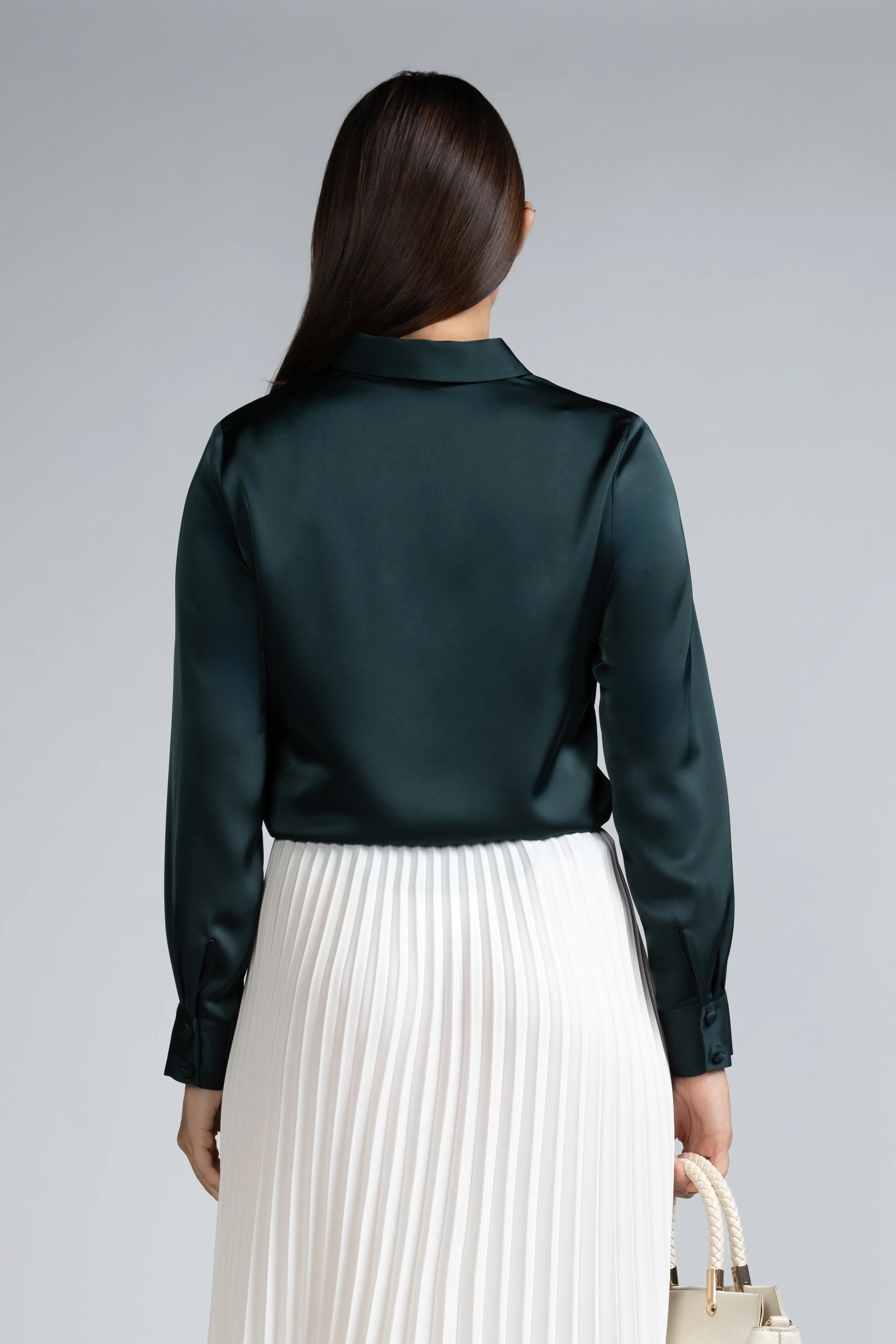 SATIN COLLAR LONG SLEEVE SHIRT- 1744