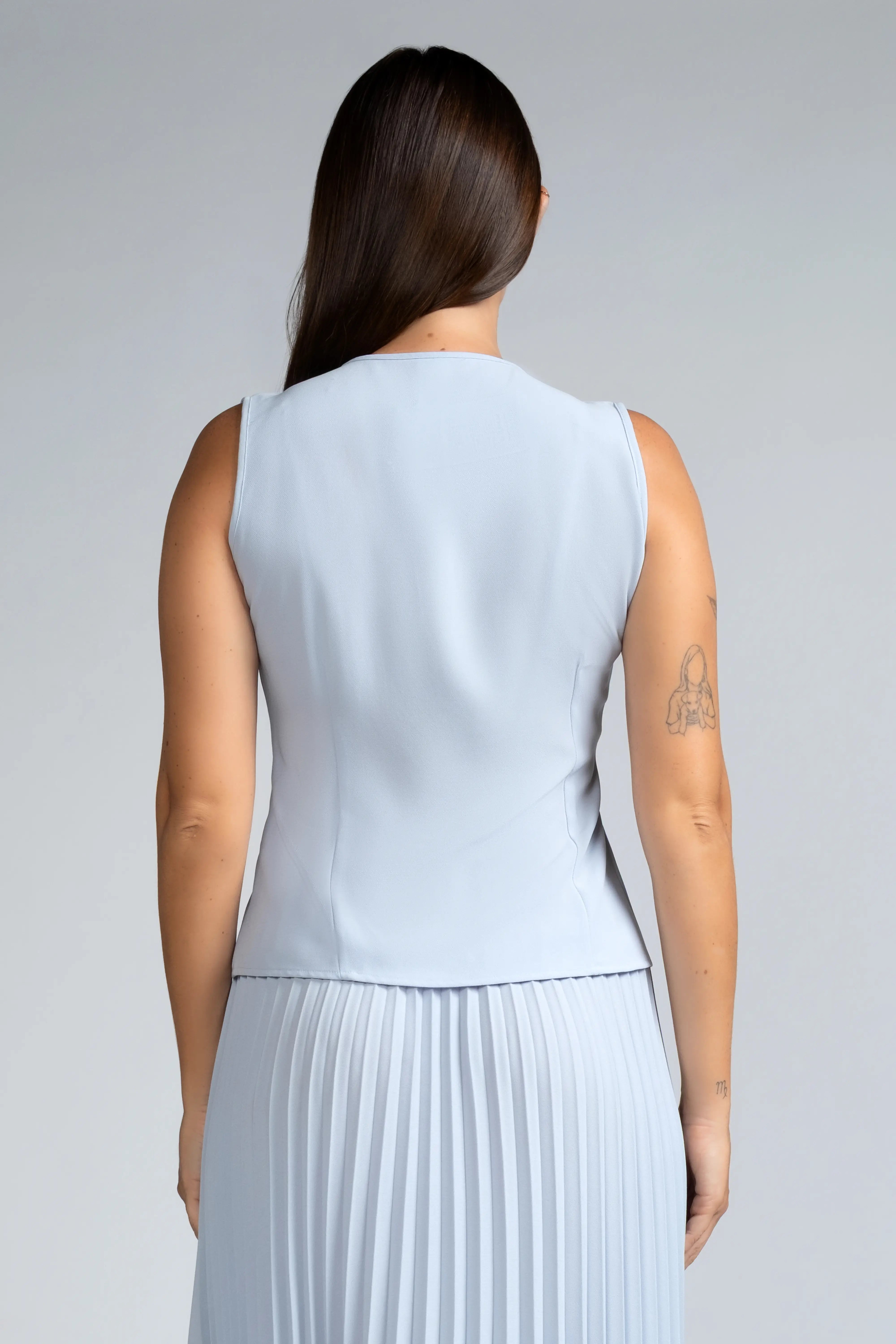 SLEEVELESS BUTTON FRONT WORKWEAR TOP - 1715