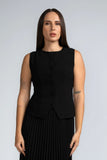 SLEEVELESS BUTTON FRONT WORKWEAR TOP - 1715