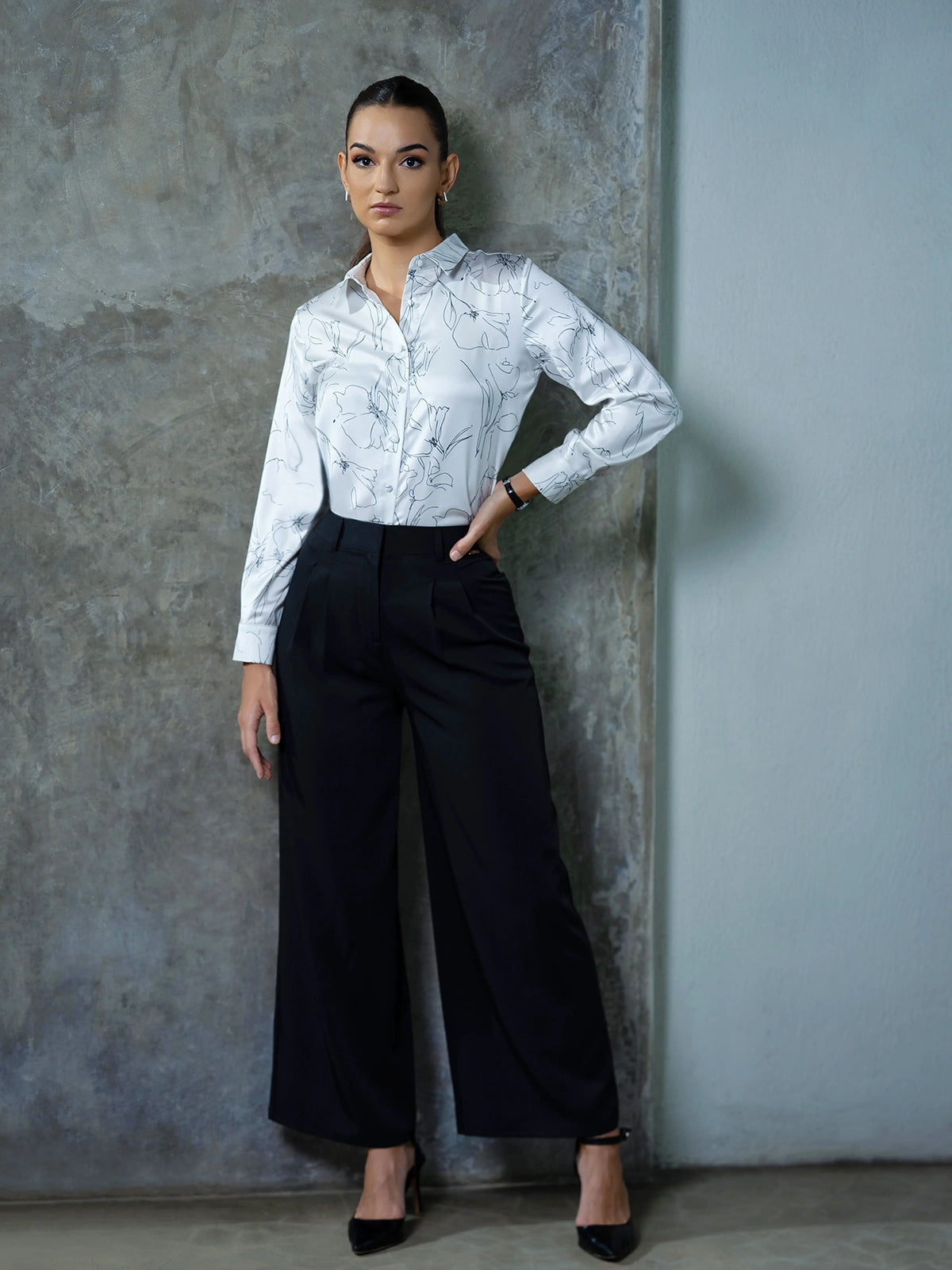 PRINTED SATIN LONG SLEEVE SHIRT - 1646 - 5