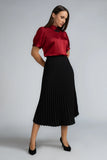NECK TRIM SATIN BLOUSE - 1716