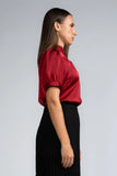NECK TRIM SATIN BLOUSE - 1716