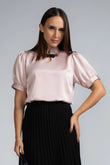 NECK TRIM SATIN BLOUSE - 1716