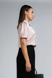 NECK TRIM SATIN BLOUSE - 1716