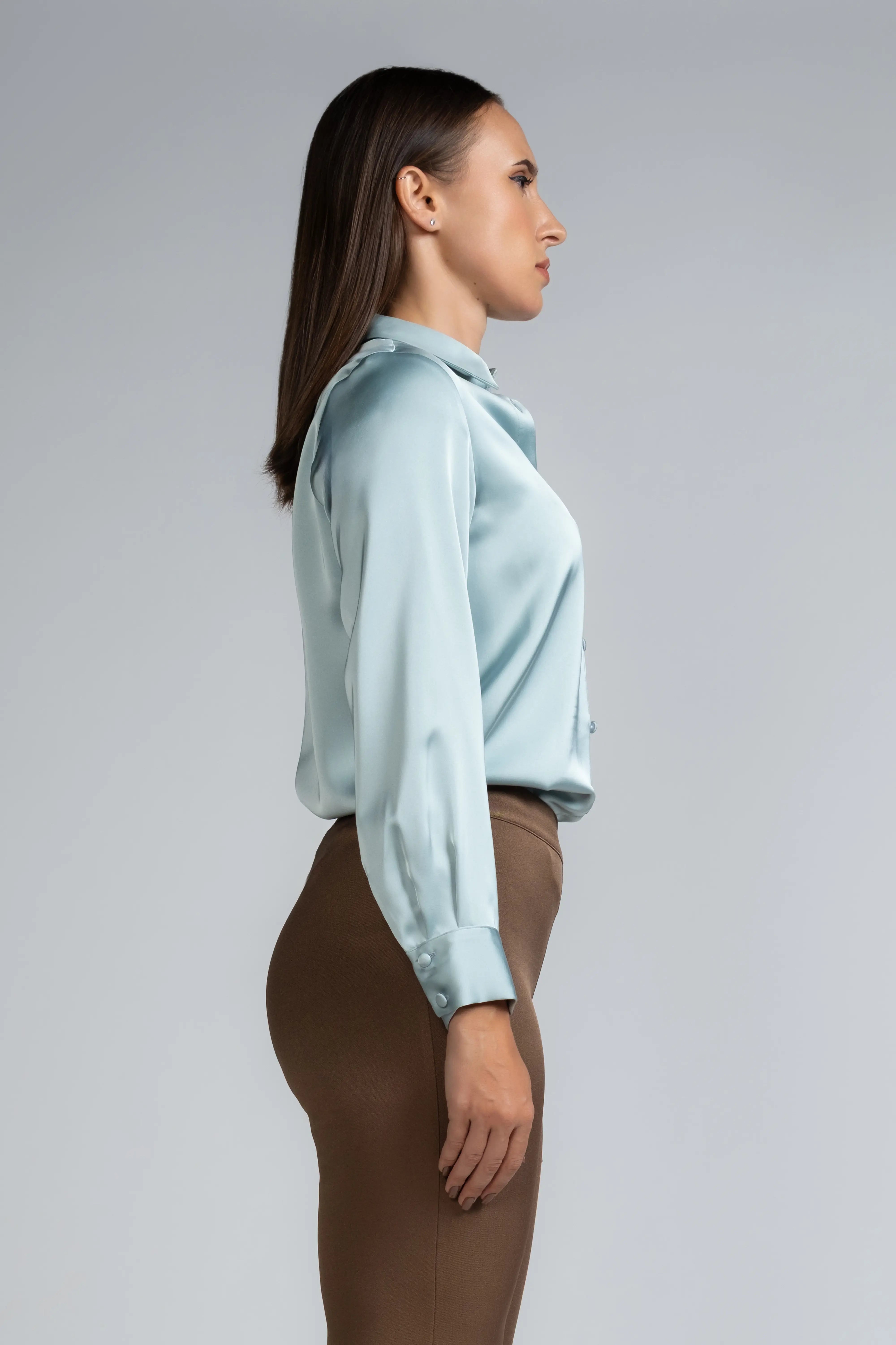 SATIN COLLAR LONG SLEEVE SHIRT- 1744