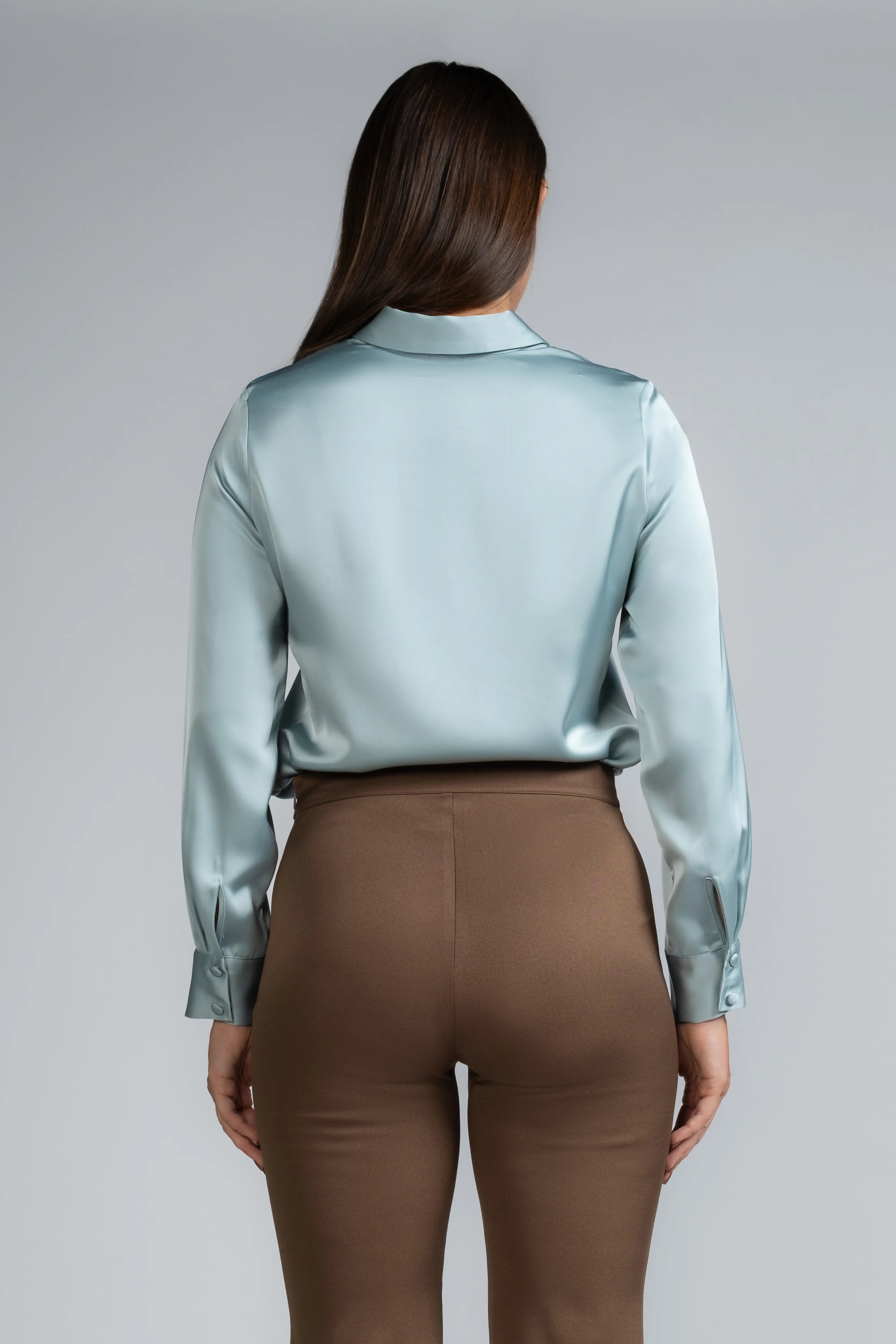 SATIN COLLAR LONG SLEEVE SHIRT- 1744