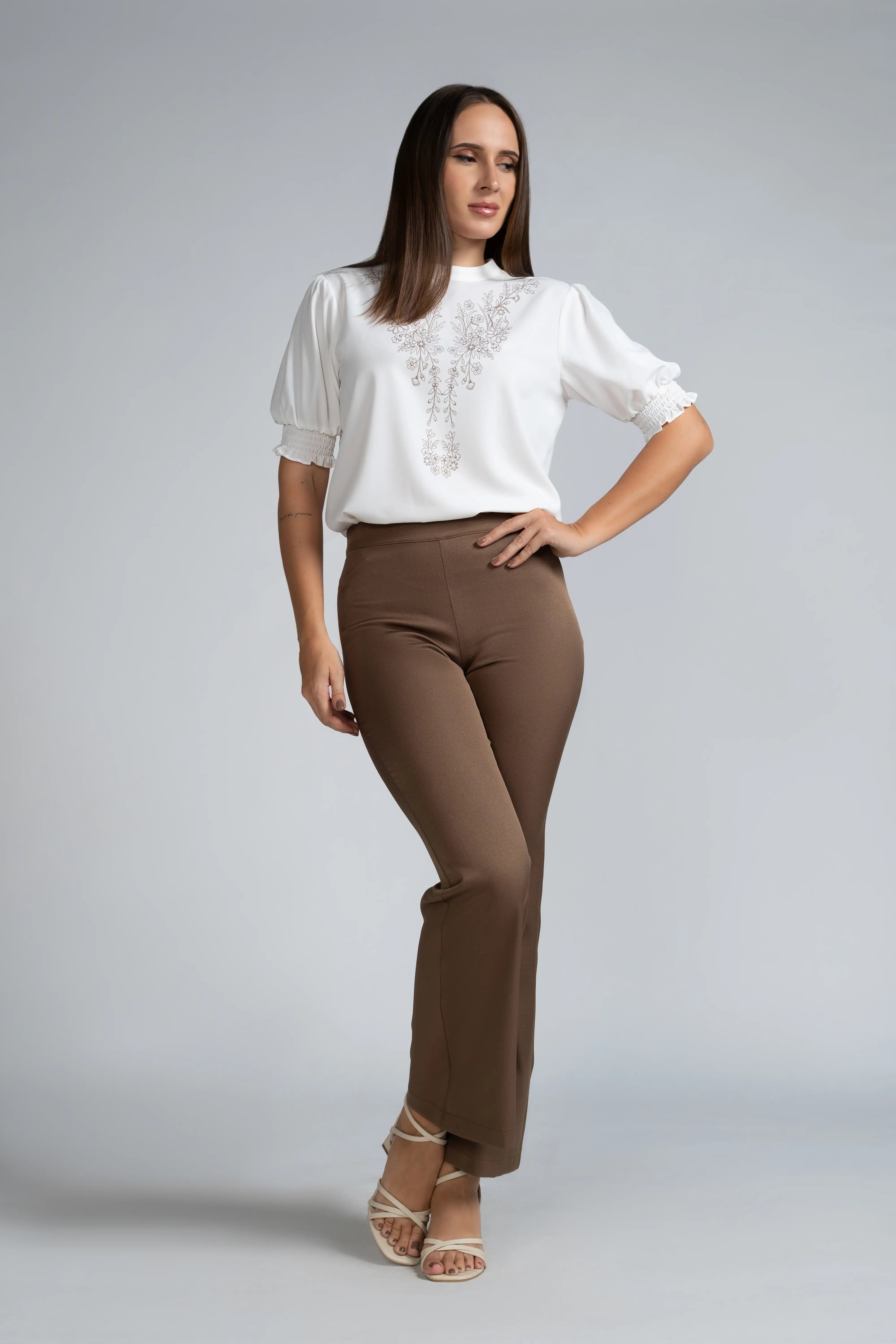 PLACEMENT PRINT SMOCKED SLEEVE TOP- 1705