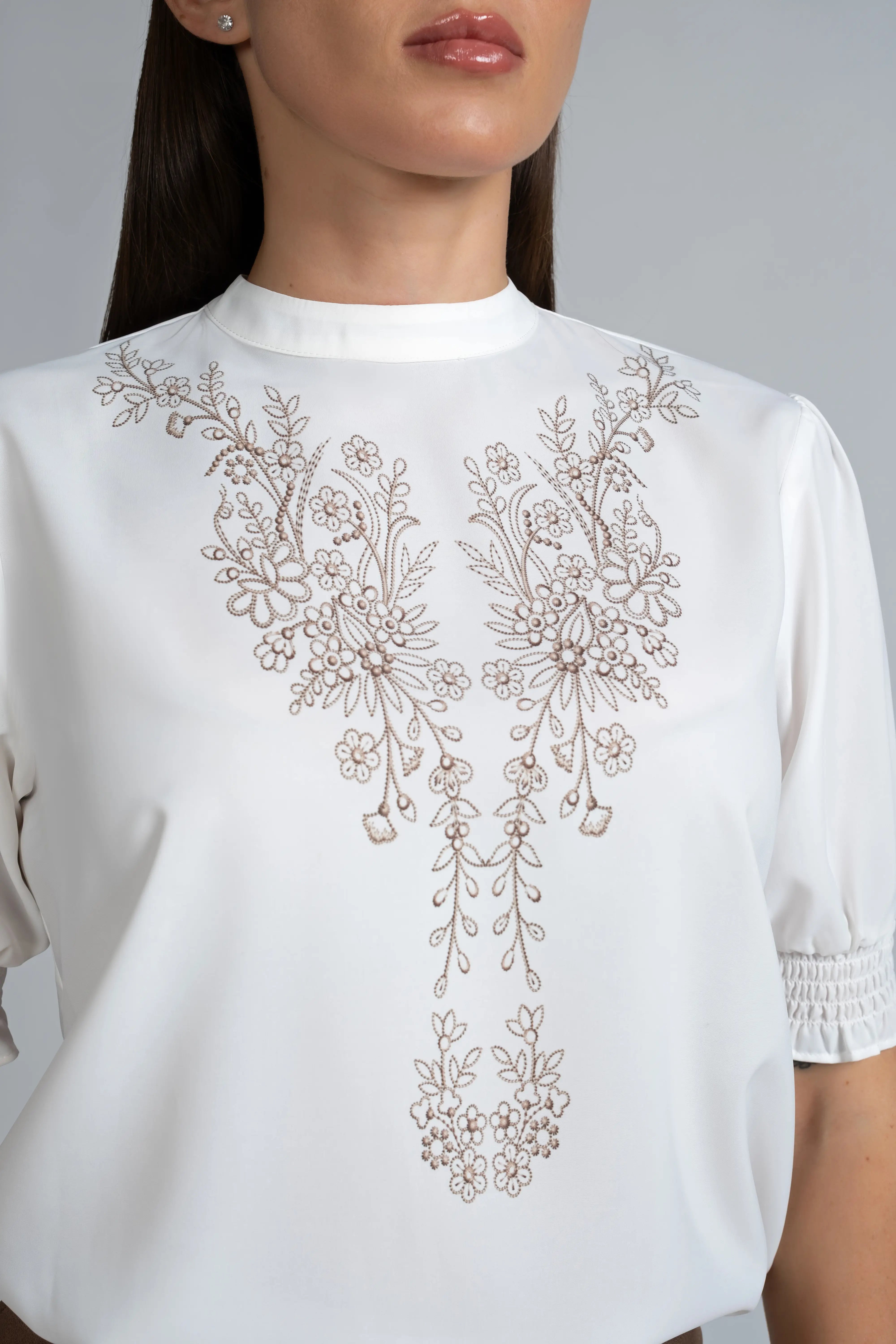 PLACEMENT PRINT SMOCKED SLEEVE TOP- 1705