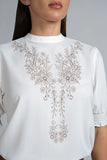 PLACEMENT PRINT SMOCKED SLEEVE TOP- 1705