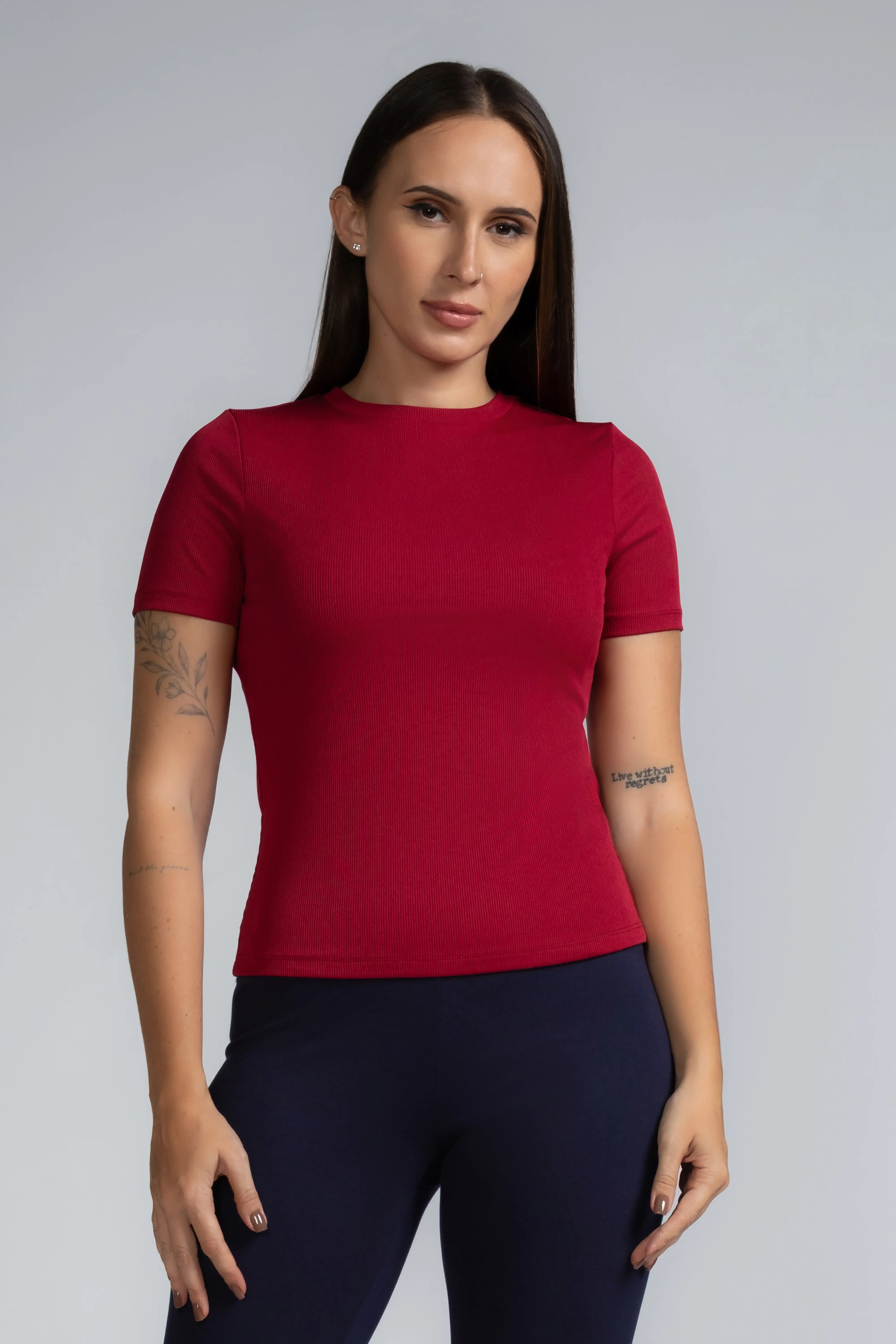 RIBBED FITTED TEE - 1741