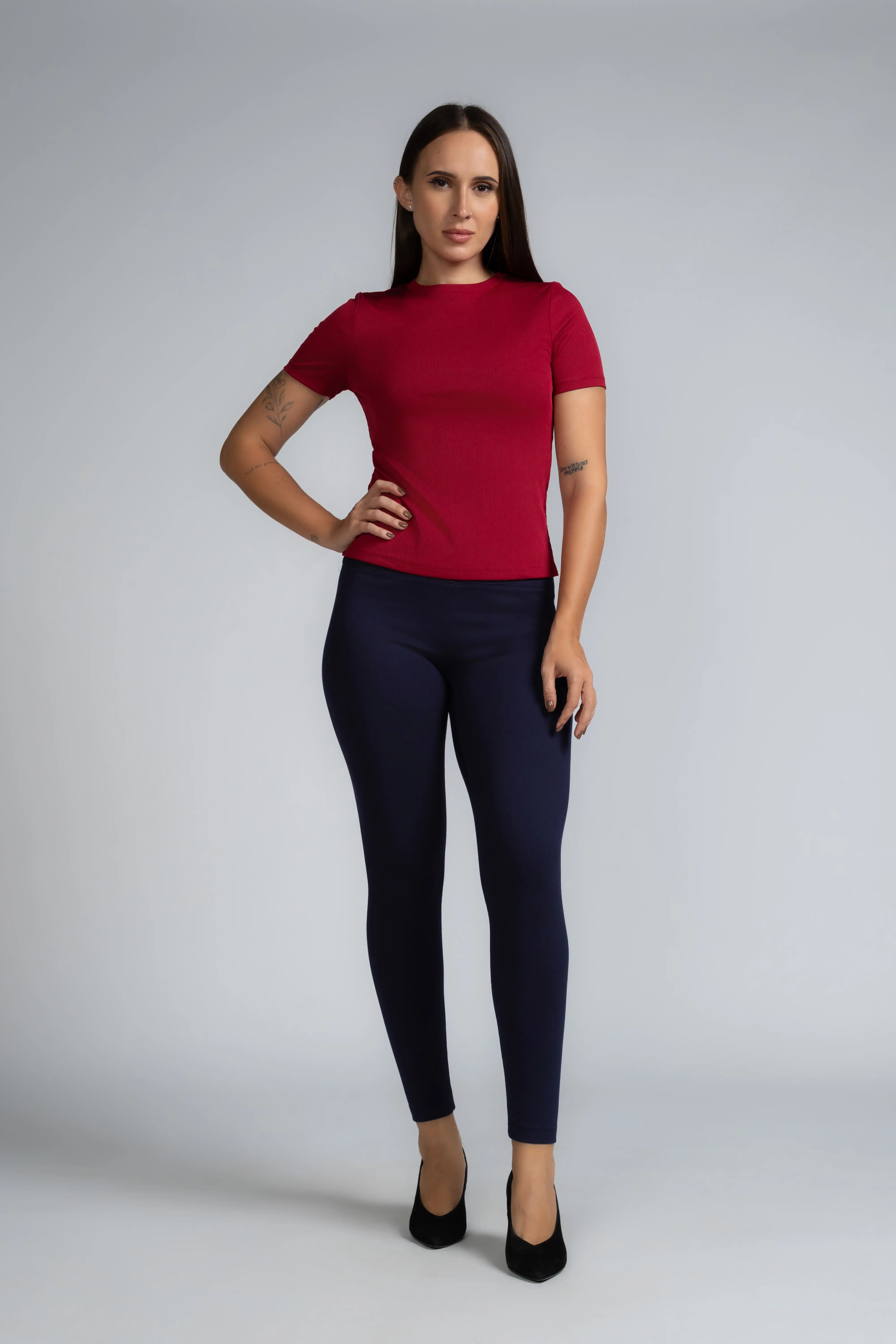 RIBBED FITTED TEE - 1741