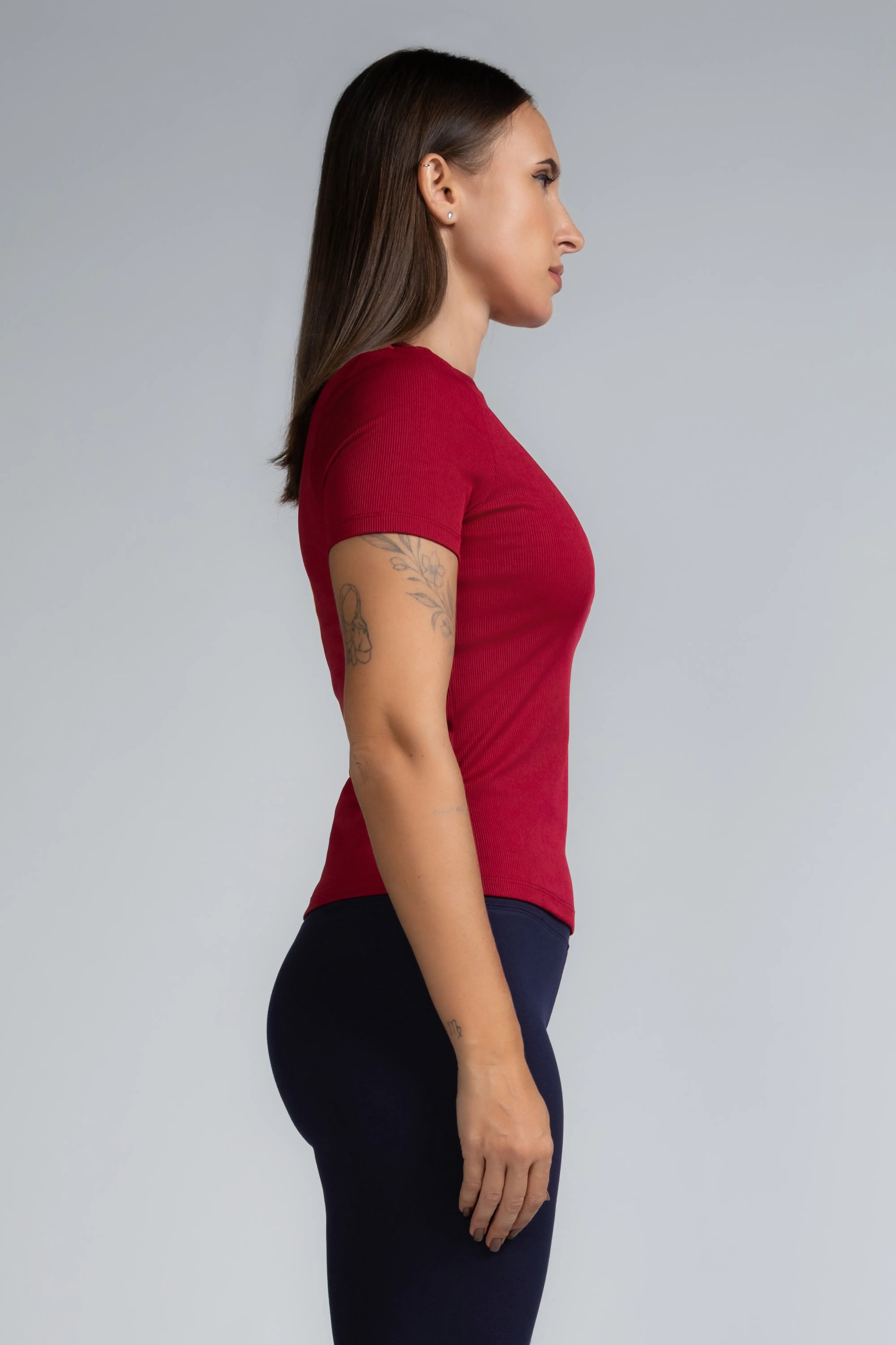 RIBBED FITTED TEE - 1741