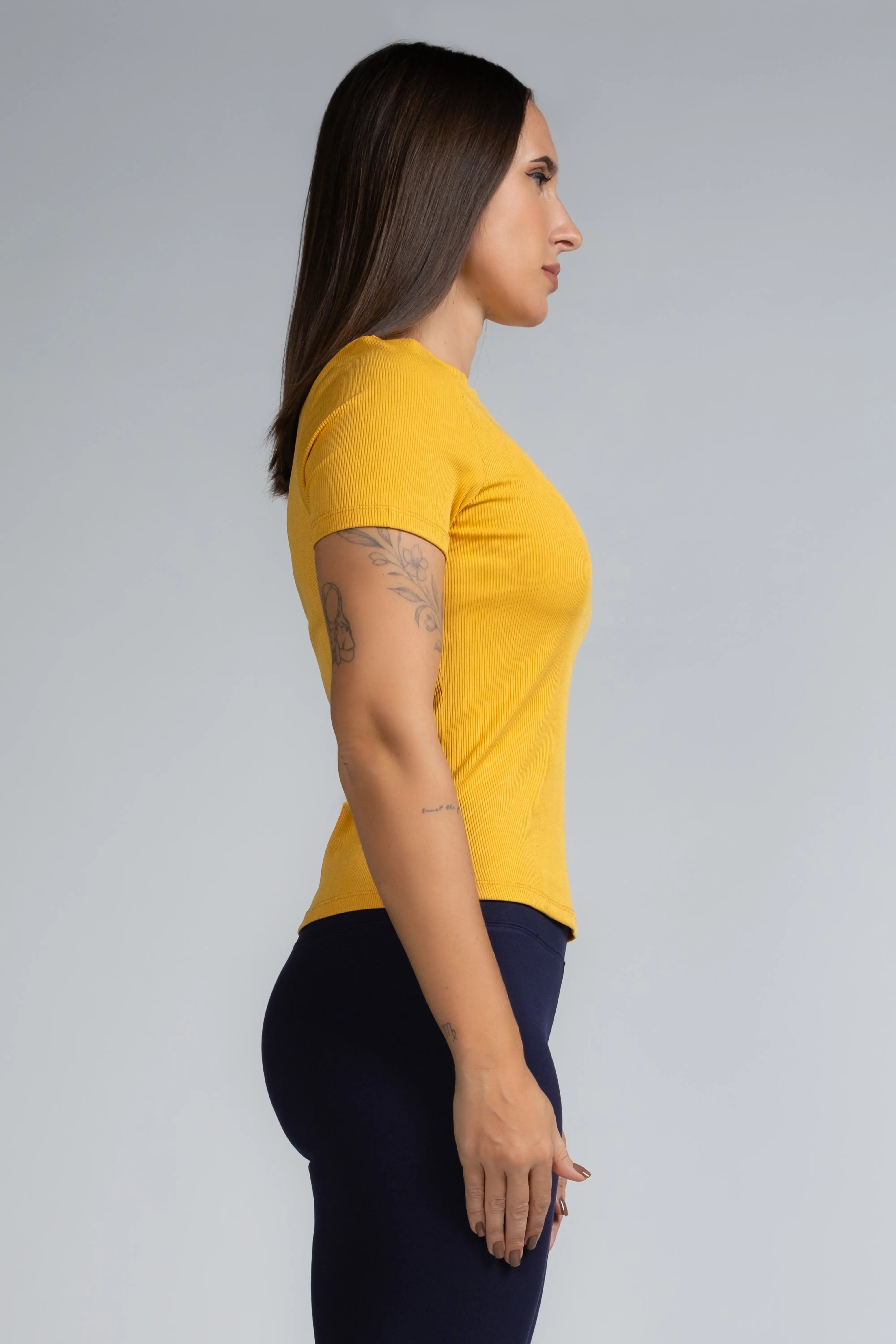 RIBBED FITTED TEE - 1741