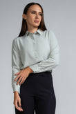 SOLID LONG SLEEVE COLLAR SHIRT - 1745