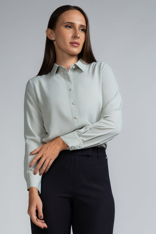 SOLID LONG SLEEVE COLLAR SHIRT - 1745