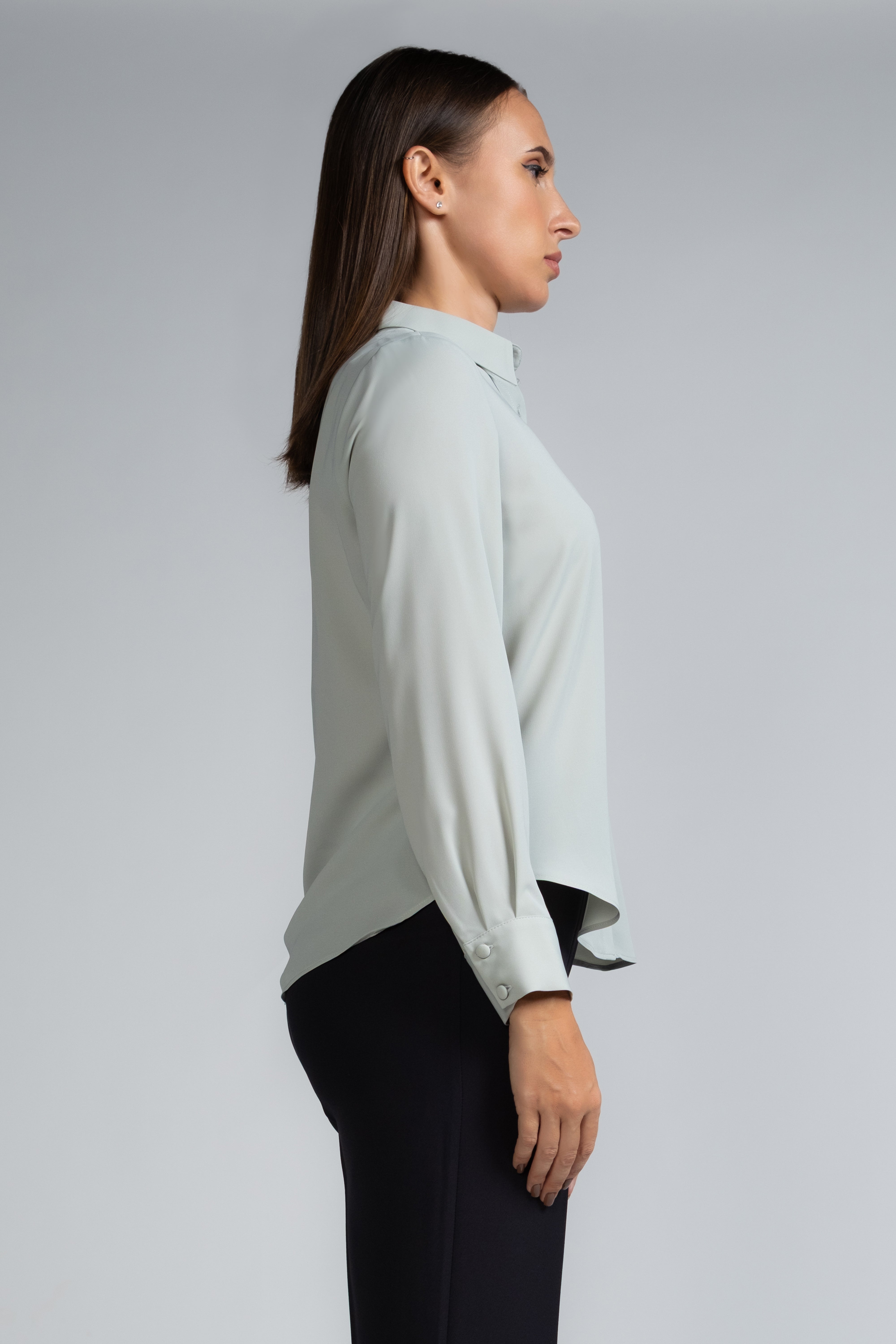 SOLID LONG SLEEVE COLLAR SHIRT - 1745