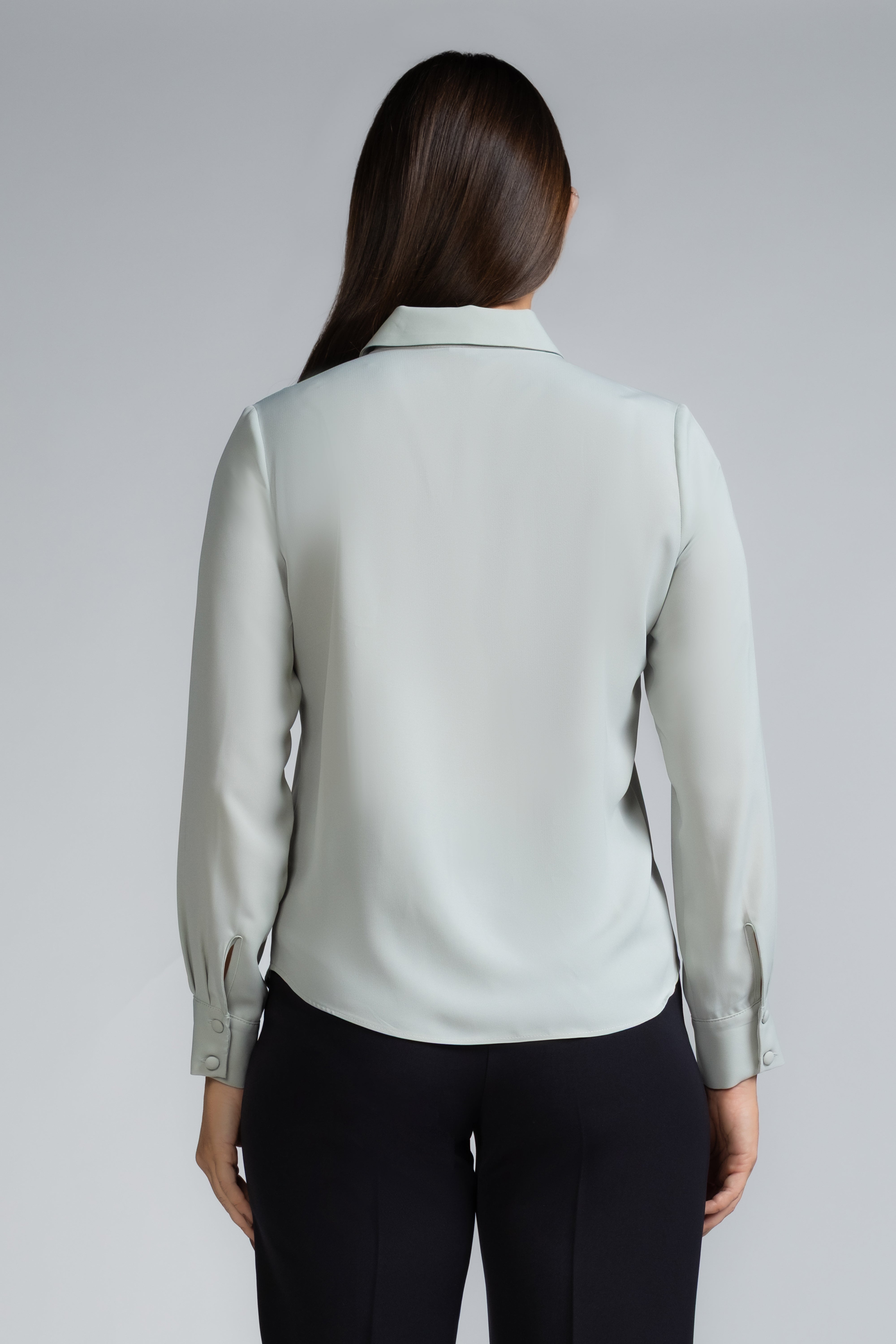 SOLID LONG SLEEVE COLLAR SHIRT - 1745