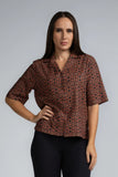 LAPEL COLLAR S/S PRINTED TOP - 1736