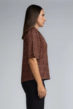 LAPEL COLLAR S/S PRINTED TOP - 1736