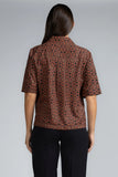 LAPEL COLLAR S/S PRINTED TOP - 1736