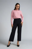 HIDDEN PLACKET COLLARED LONG-SLEEVE TOP - 1702