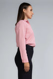HIDDEN PLACKET COLLARED LONG-SLEEVE TOP - 1702
