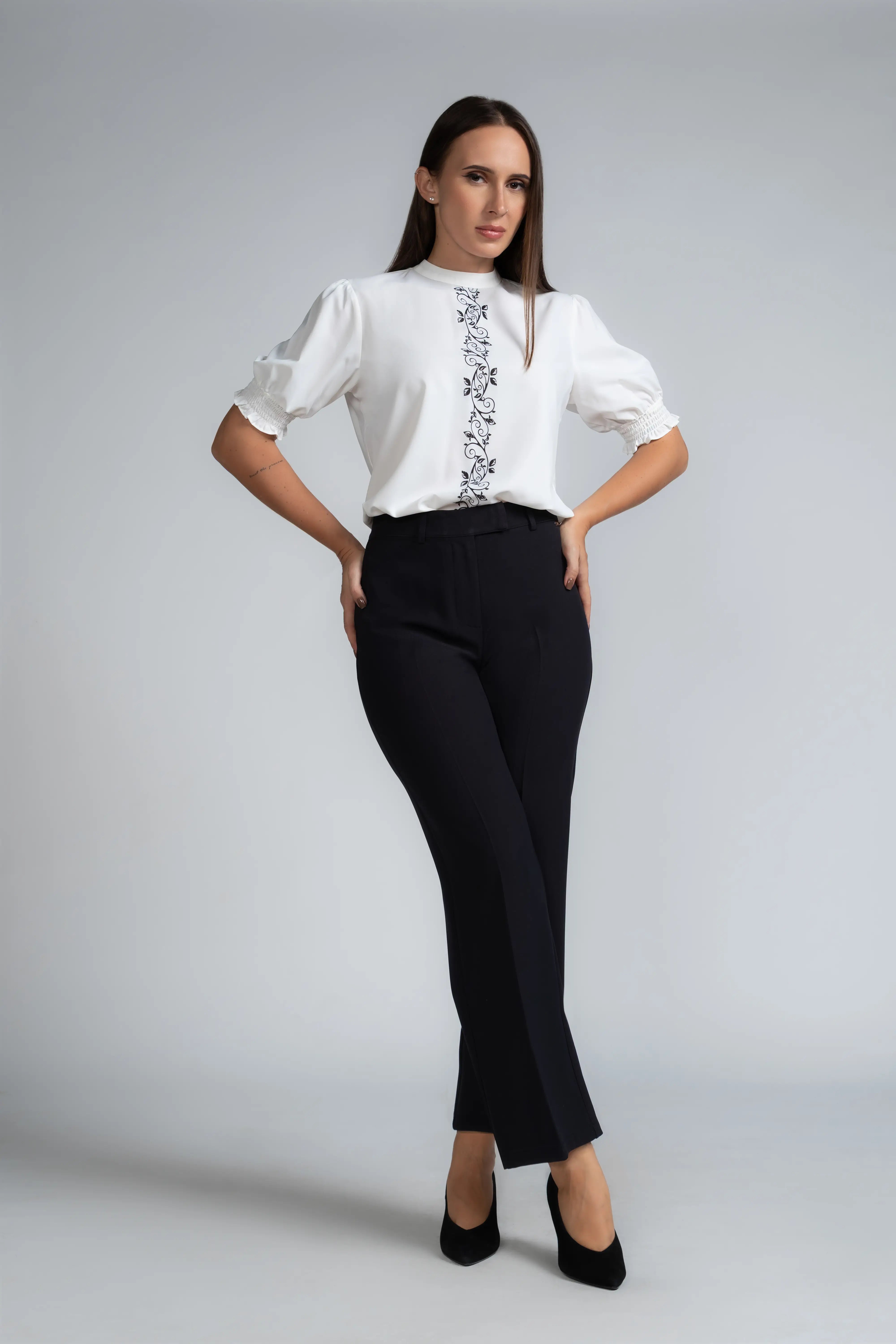 PLACEMENT PRINT SMOCKED SLEEVE TOP- 1705