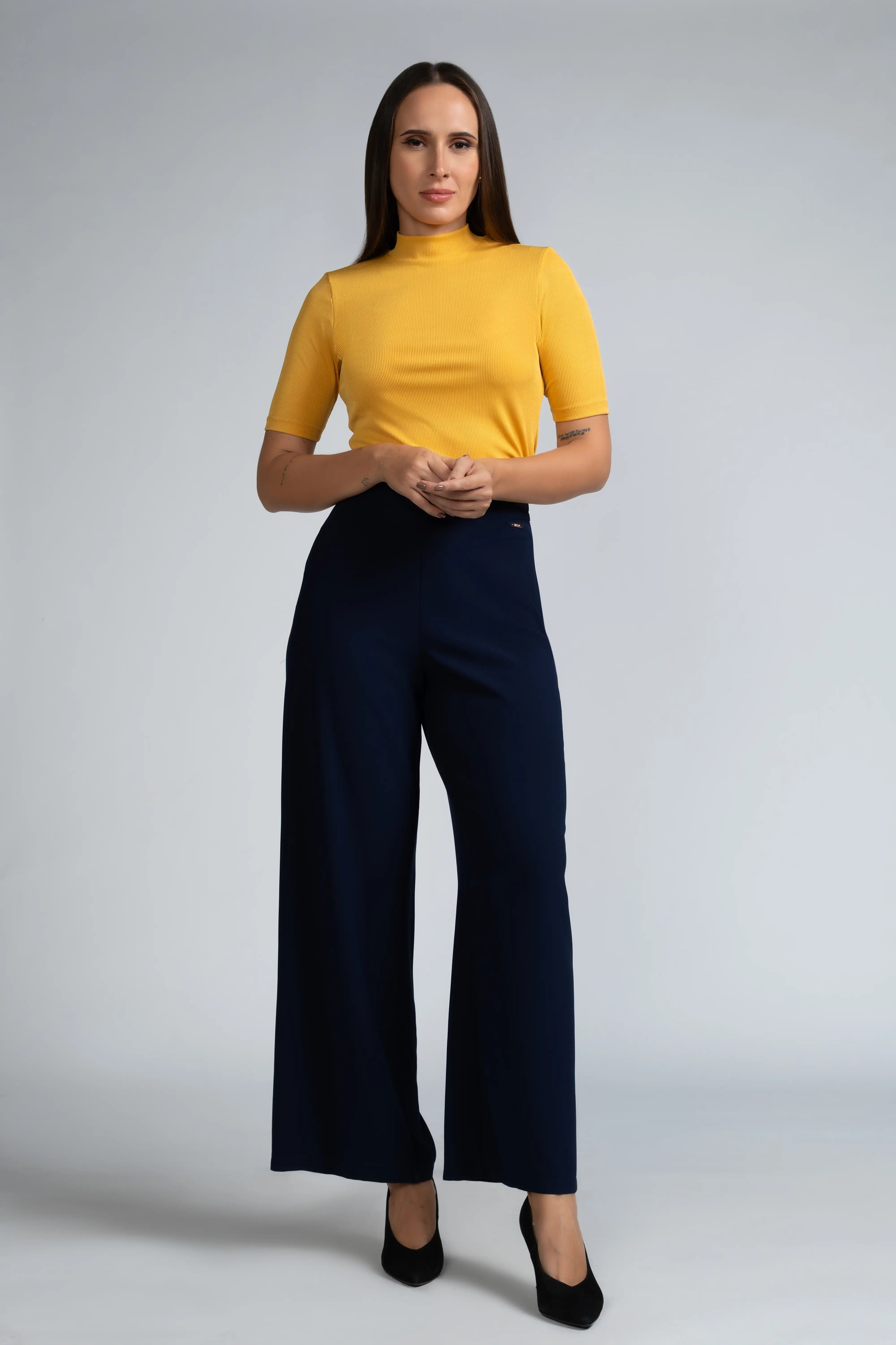 RIBBED HIGH NECK KNIT TOP- 1739