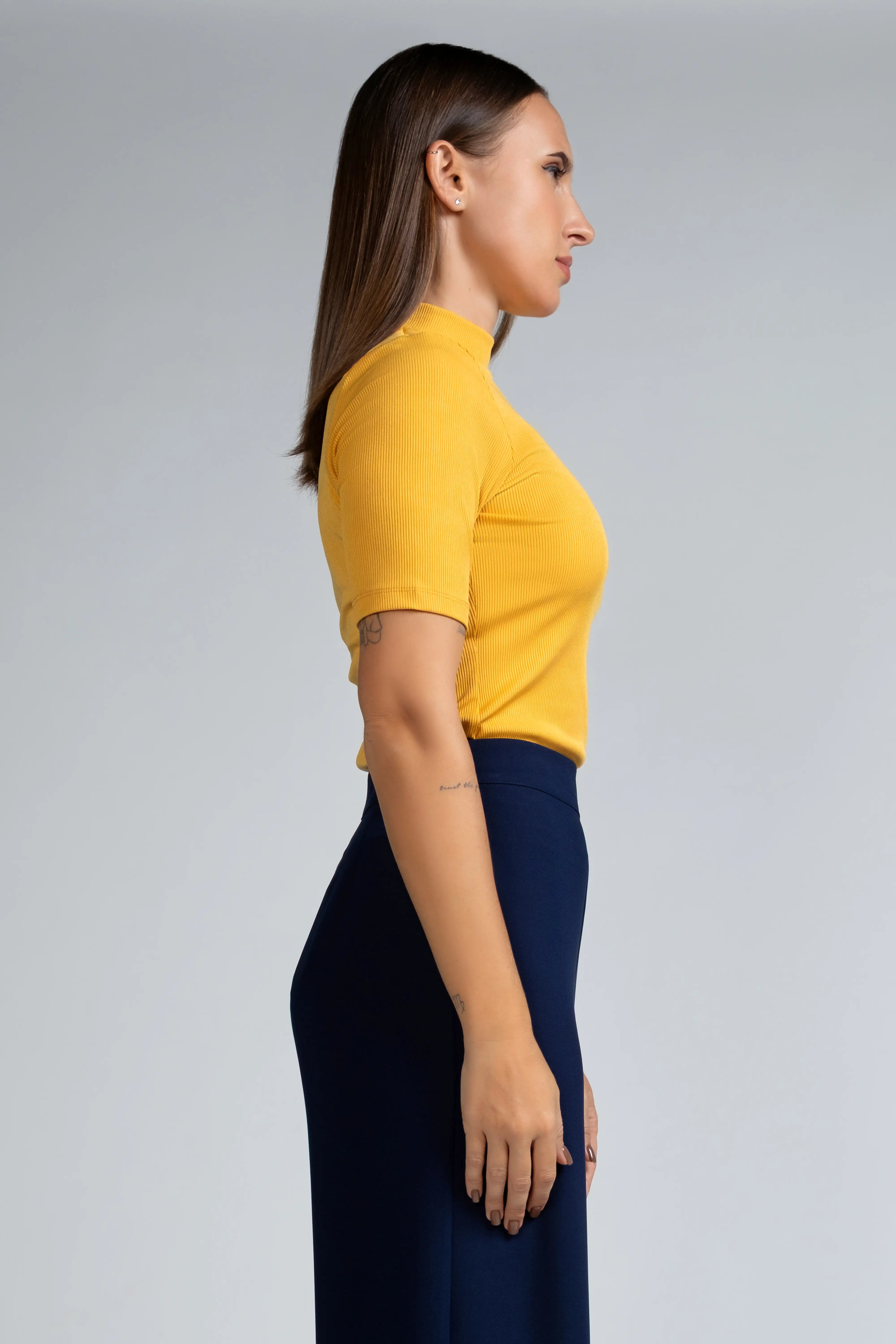 RIBBED HIGH NECK KNIT TOP- 1739