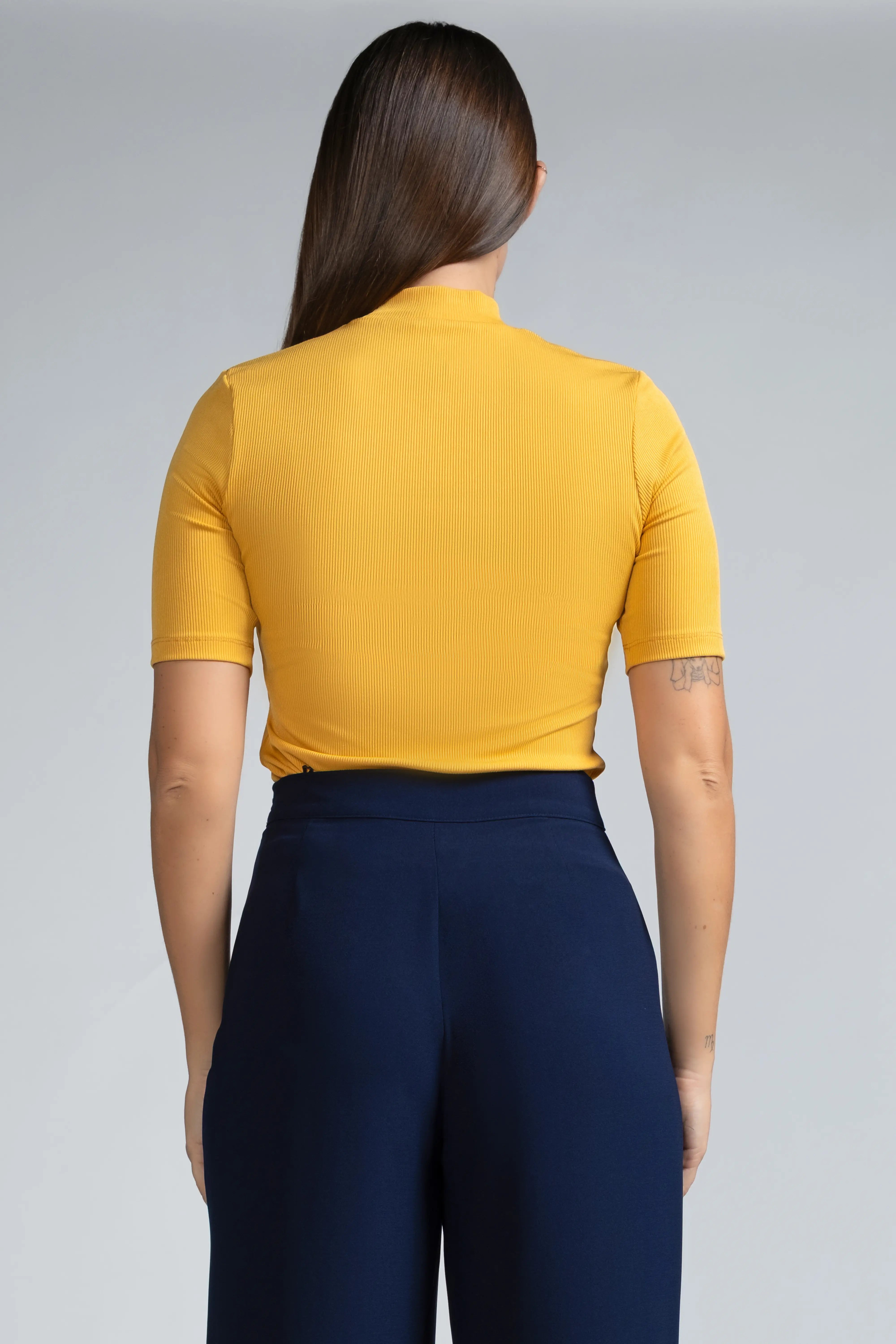RIBBED HIGH NECK KNIT TOP- 1739