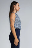 PRINT SLEEVELESS V-NECK BLOUSE - 1657